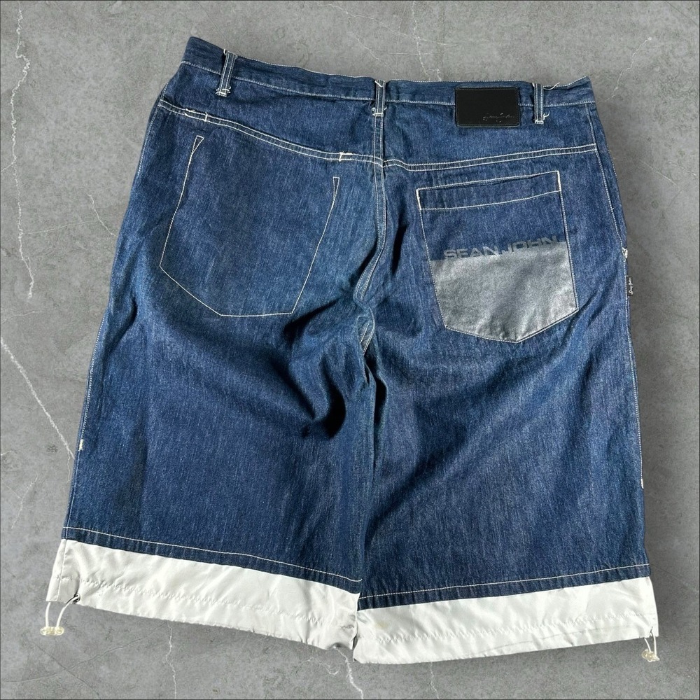 Vintage Sean John Jean Shorts Mens 40 Blue Y2K Grunge Baggy Wide Leg Hip Hop 00s